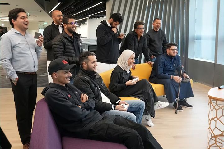 Group of employees on a sofa
